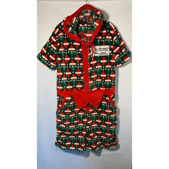 NWT Billizard Bay Mens Santa Christmas Sleepwear Romper Hooded Medium - Picture 1 of 6